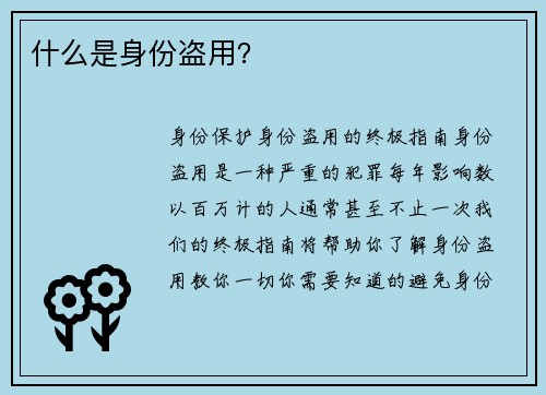 什么是身份盗用？